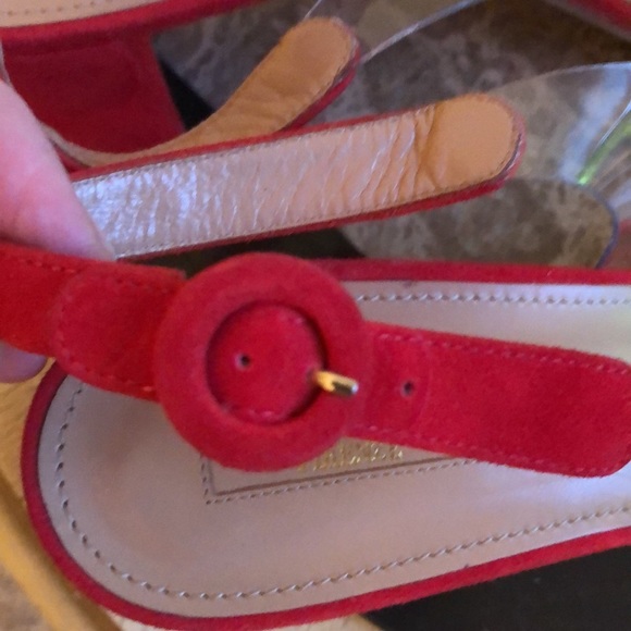 ❌SOLD❌Aquazzura Red Suede & PVC Slingback Block Heel (Size 40.5 IT) - Picture 10 of 13